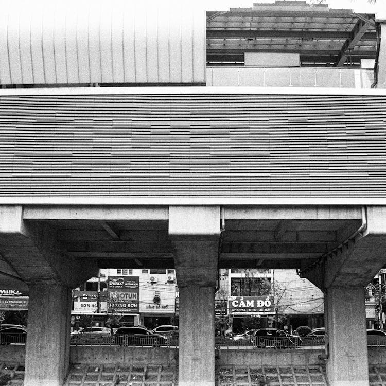 Black And White Concrete Facade In City 