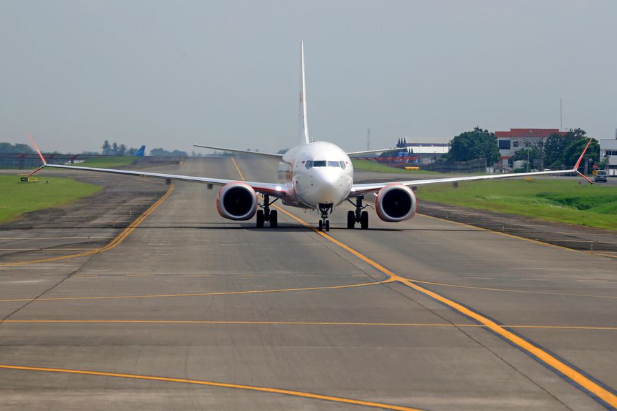 Passenger aircraft in flight