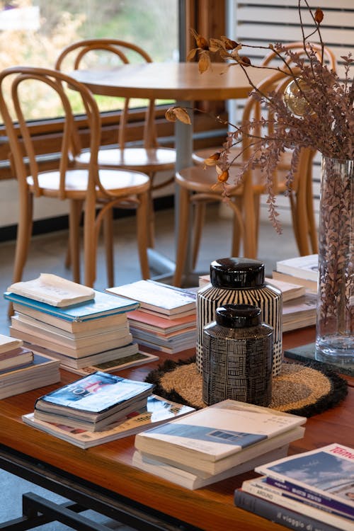 Free Piles of Books on the Table  Stock Photo