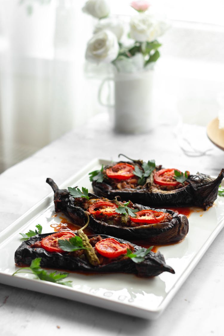 Stuffed Aubergines For Breakfast