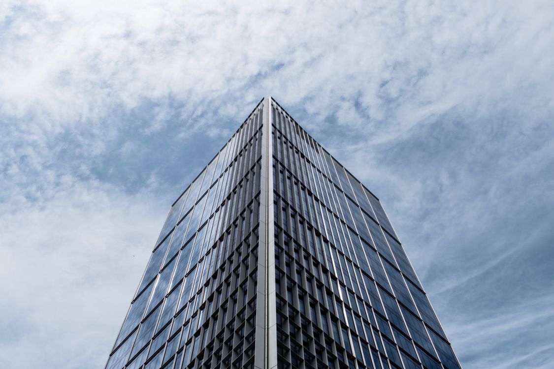 Low angle view of a modern skyscraper