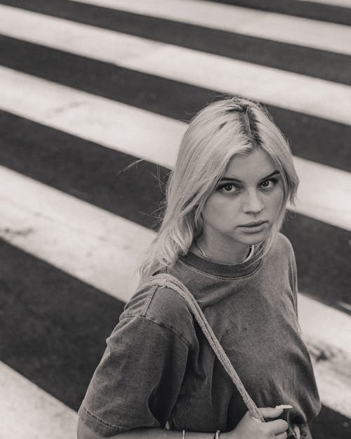 Casual Blonde on Crosswalk