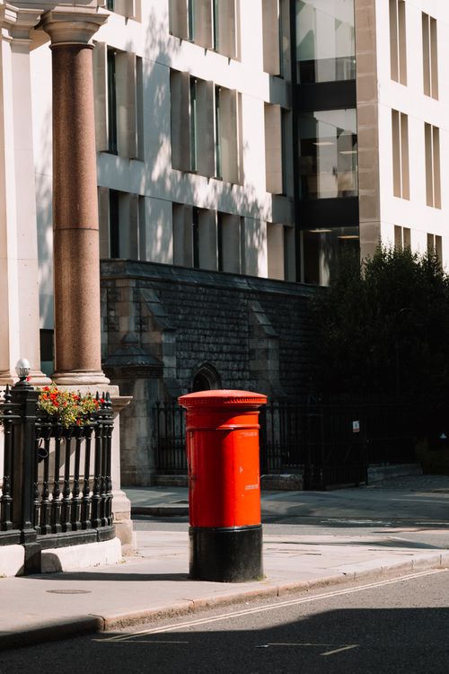 Red Post Vehicle Red Post Box on the Street · Free Stock Photo