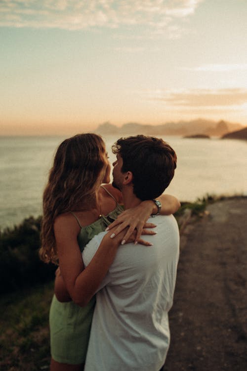 Couple Hugging on Beach