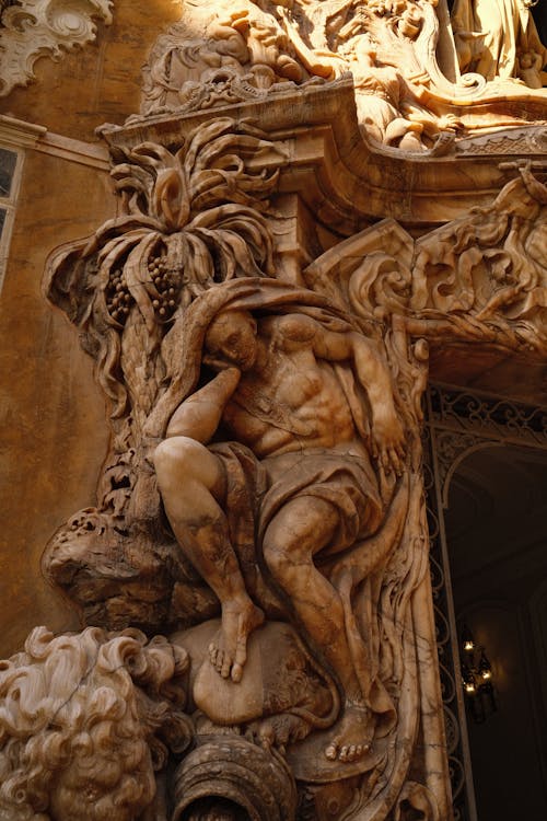 Statue on the Facade of Marques de Dos Aguas Palace, Valencia, Spain