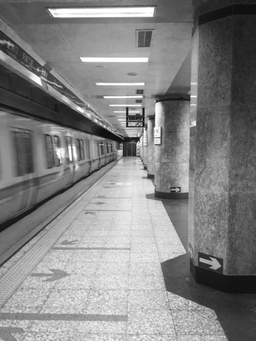 Subway Platform in Black and White