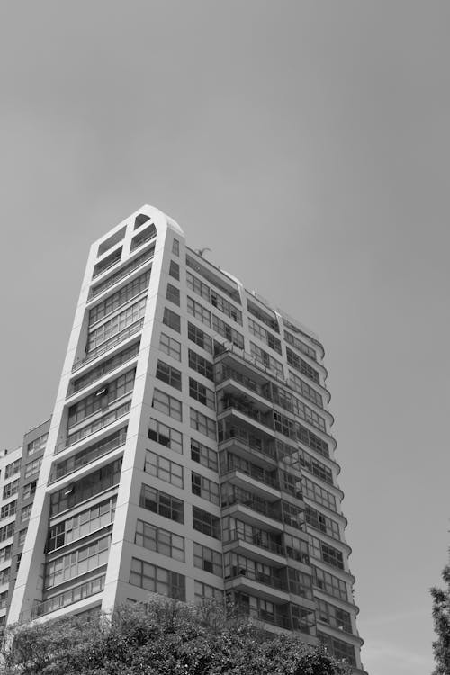 Základová fotografie zdarma na téma apartmány, budova, černobílý