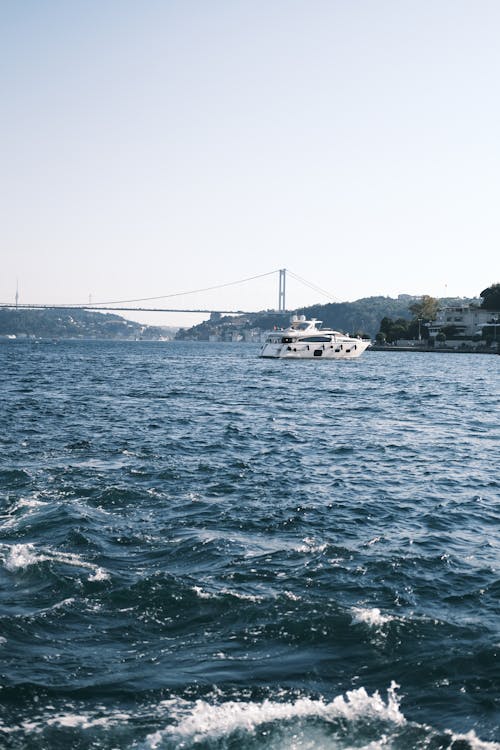 Luxury Yacht Sailing on Bosporus Strait