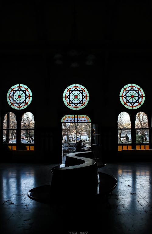 Windows and Stained Glass of the Waiting Hall of Sirkeci Railway Station in Istanbul