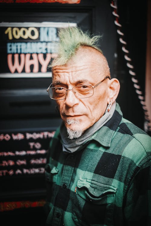Portrait of an Elderly Man with a Mohawk 