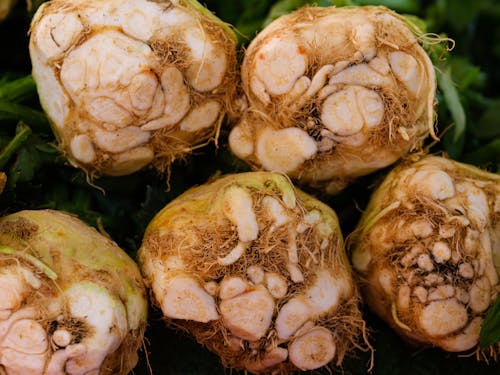 Close-up of Celery Root in Pile on Market