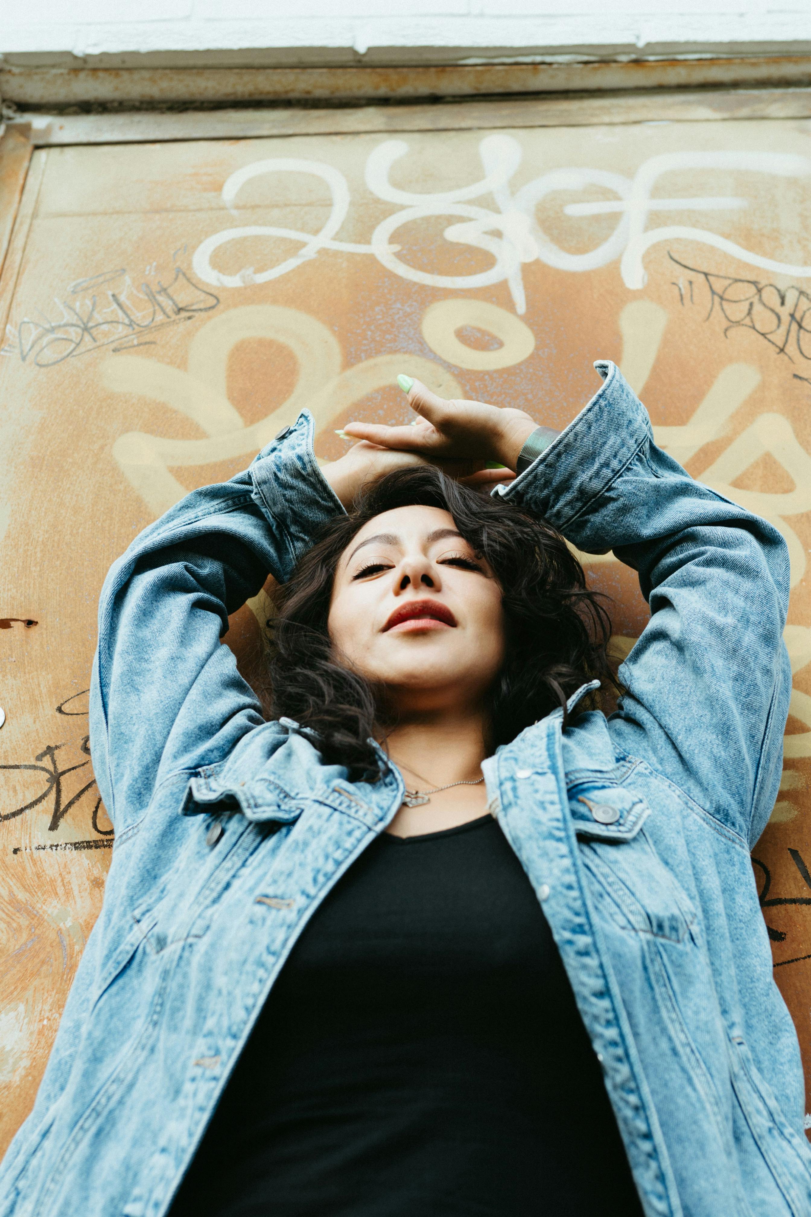 woman in jean jacket