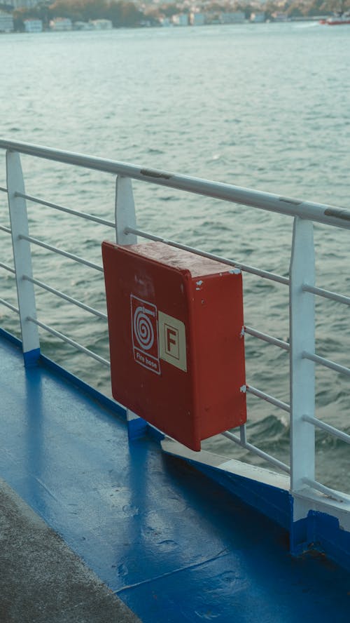 Red Cabinet with Fire Hose on Ferry