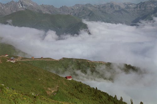 Valley in Thick White Clouds