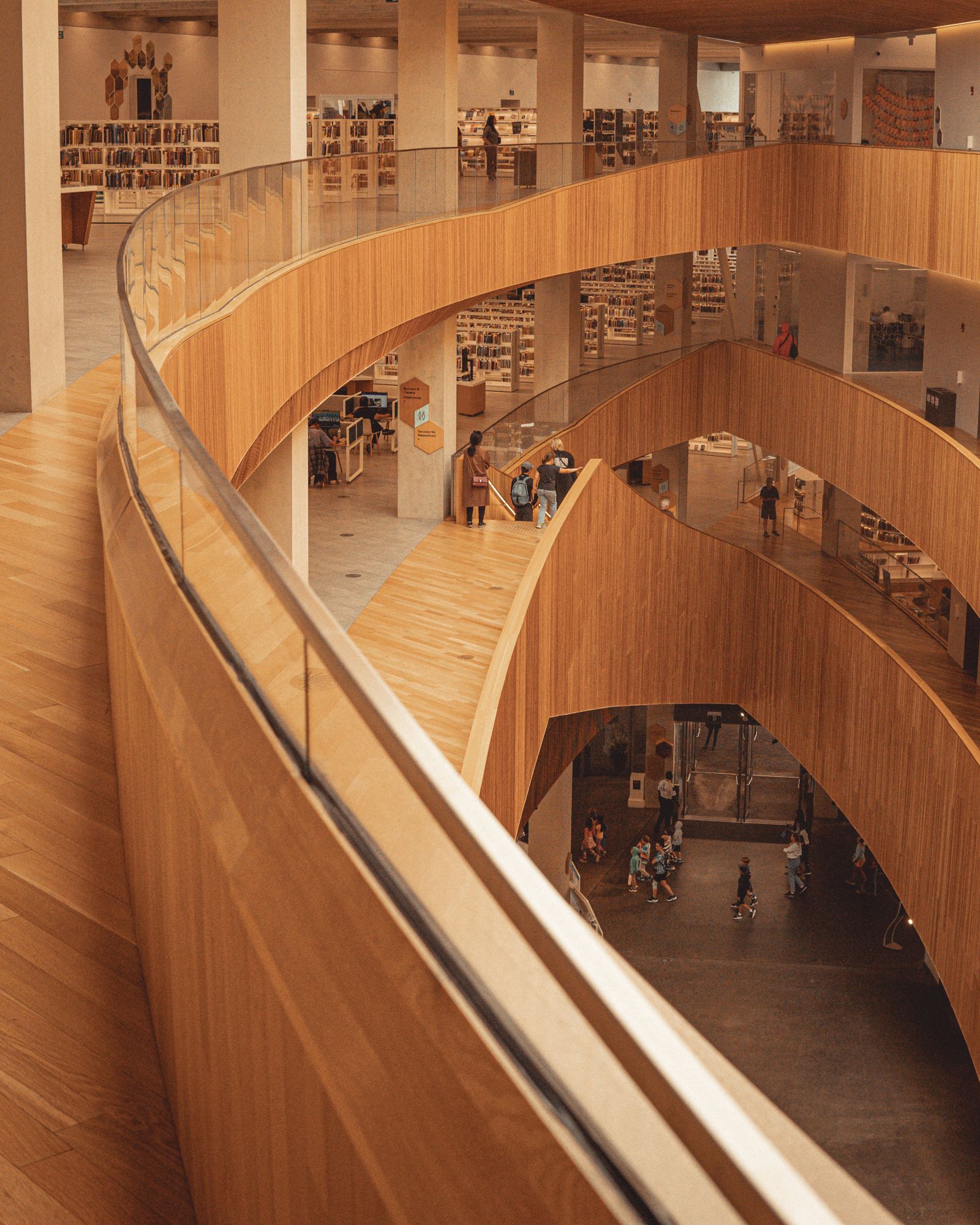 Modern Circular Library Interior with Bookshelves · Free Stock Photo