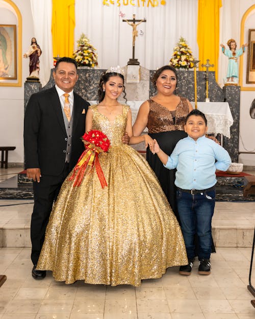 Smiling Bride with Family