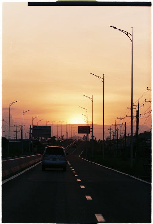 Asphalt Road at Sunset 