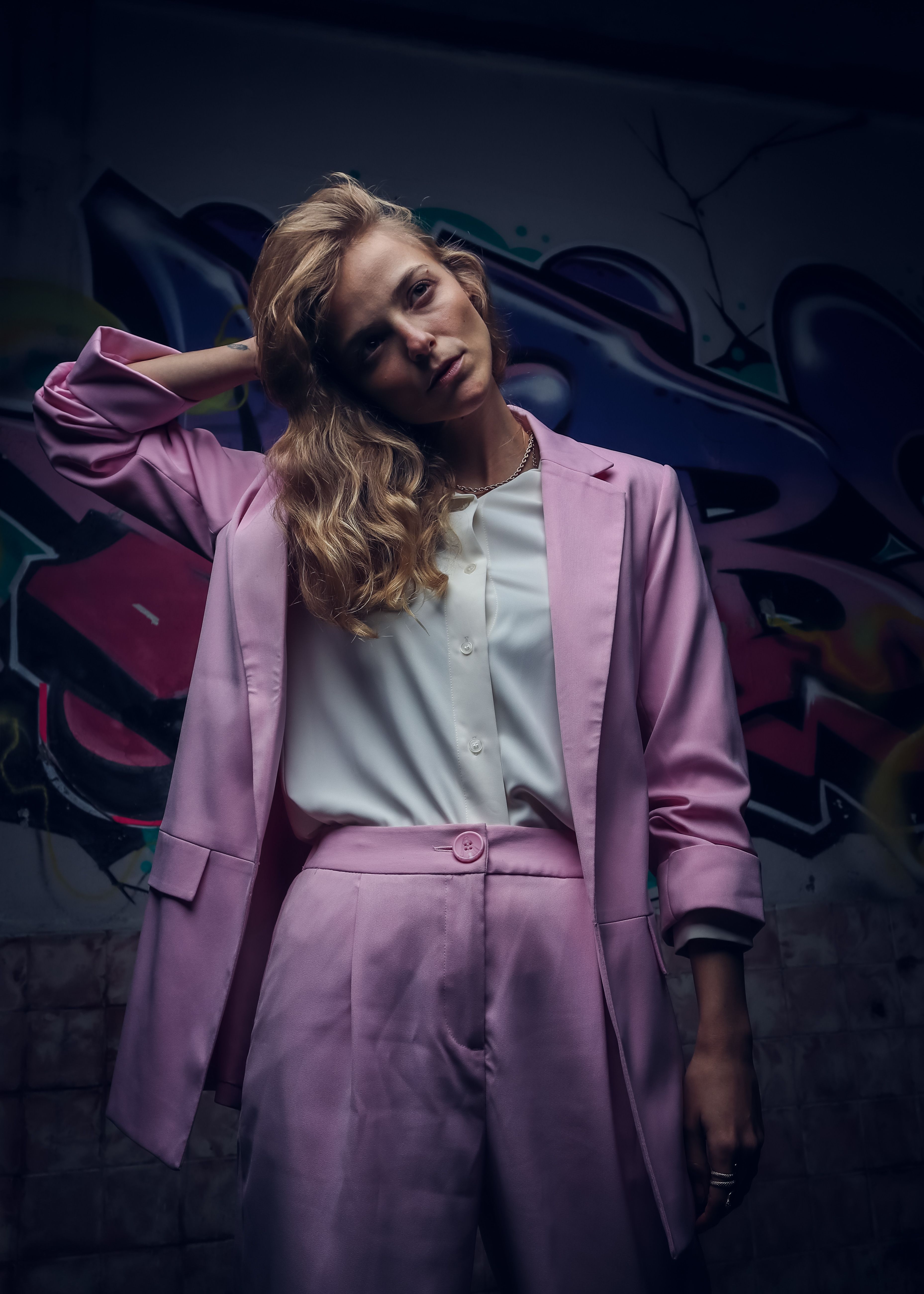 Pink Blazer and White Tee