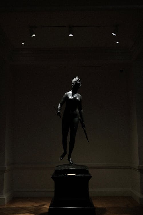 Statue of Standing Woman in Black Marble