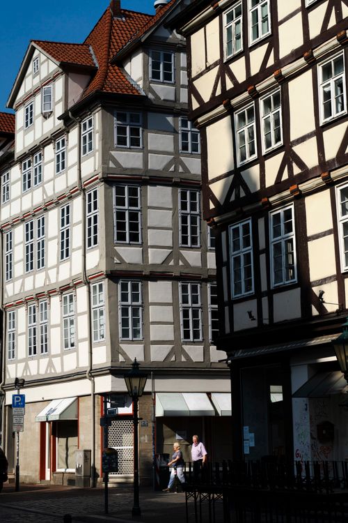 Free Charming half-timbered buildings in Hanover, reflecting German architectural tradition. Stock Photo