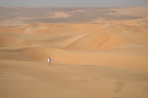 Person Standing on Barren Desert