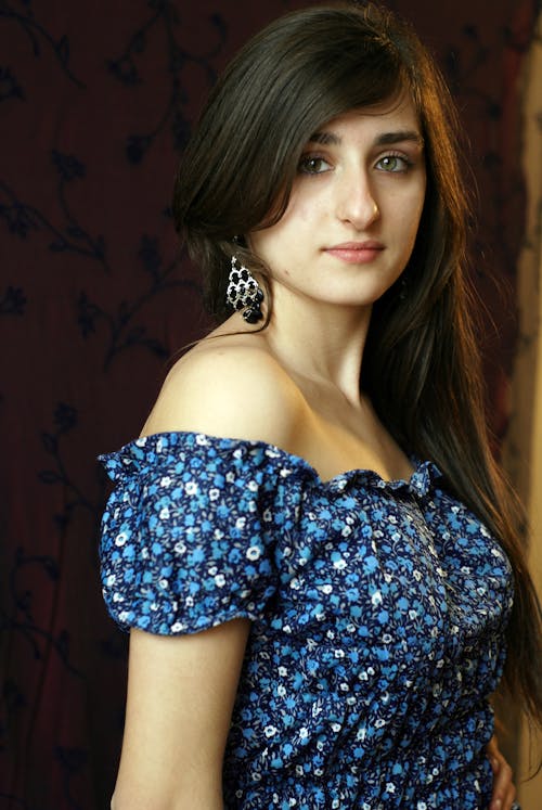 Picture of a Young Woman in a Floral Dress 