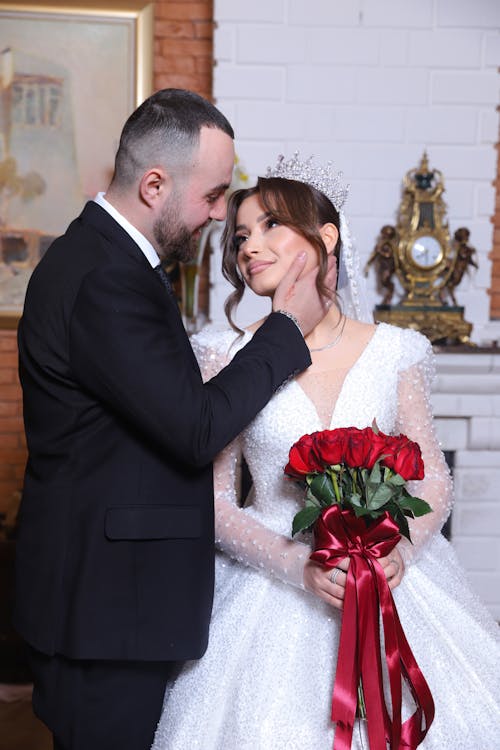 Newlyweds Standing Together on Wedding Ceremony