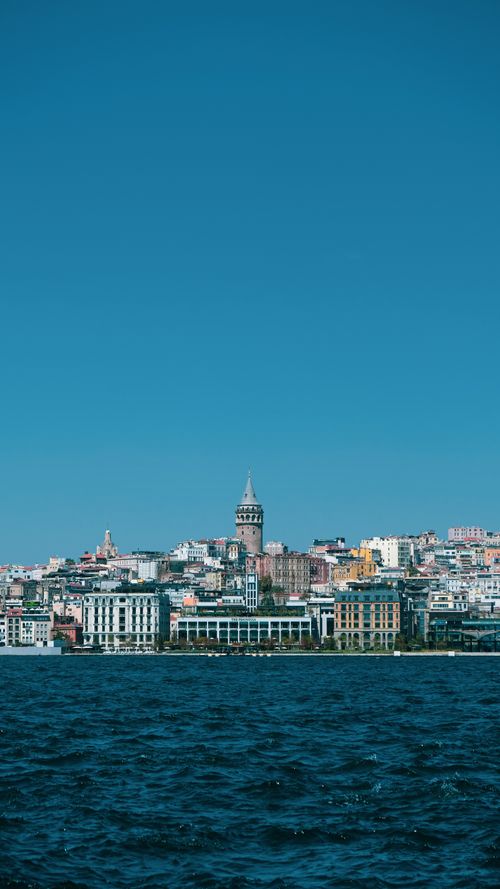 Free Stunning view of Galata Tower and Istanbul cityscape along the Bosphorus Strait. Stock Photo