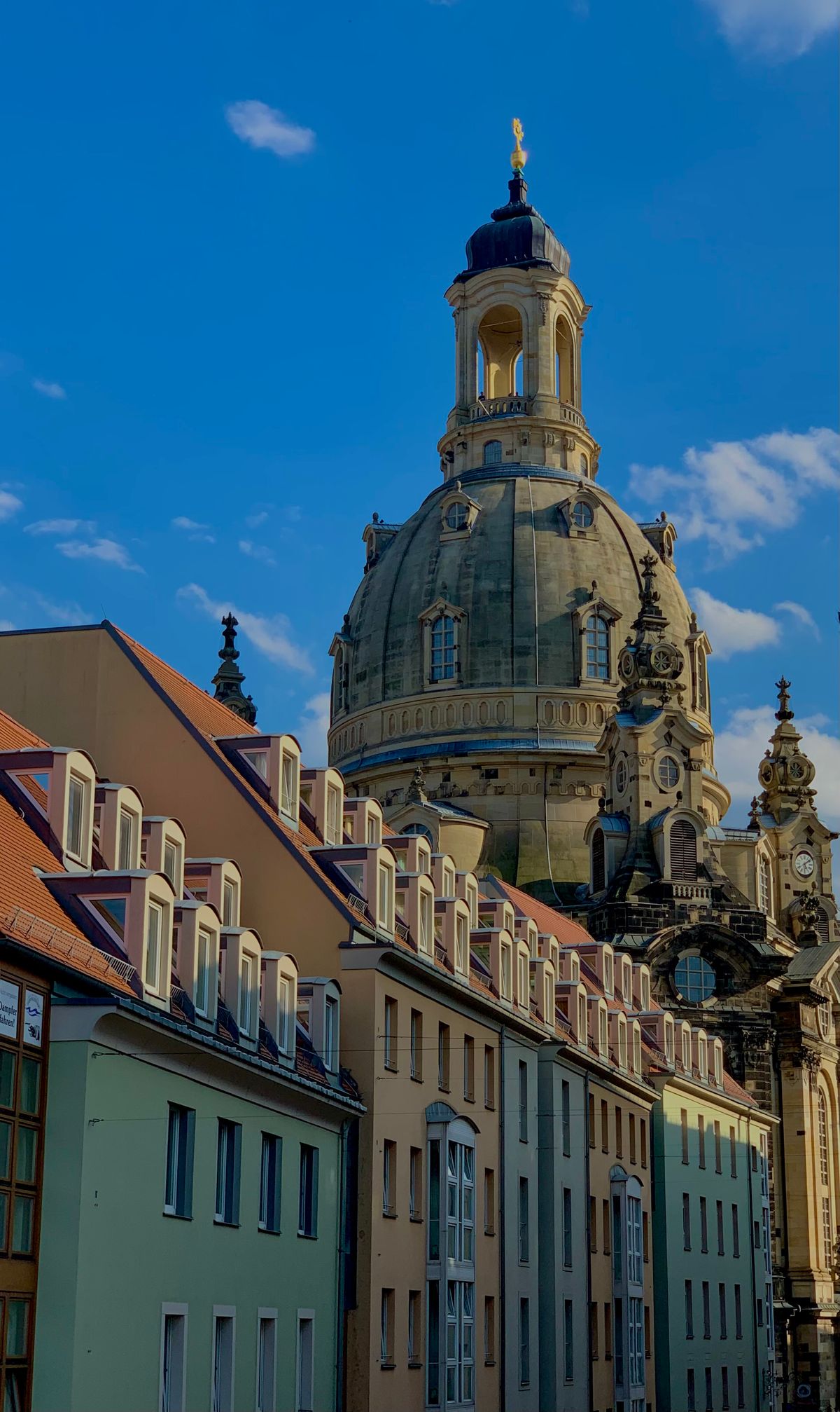 The dome of Dresden's Frauenkirche above old town rooftops