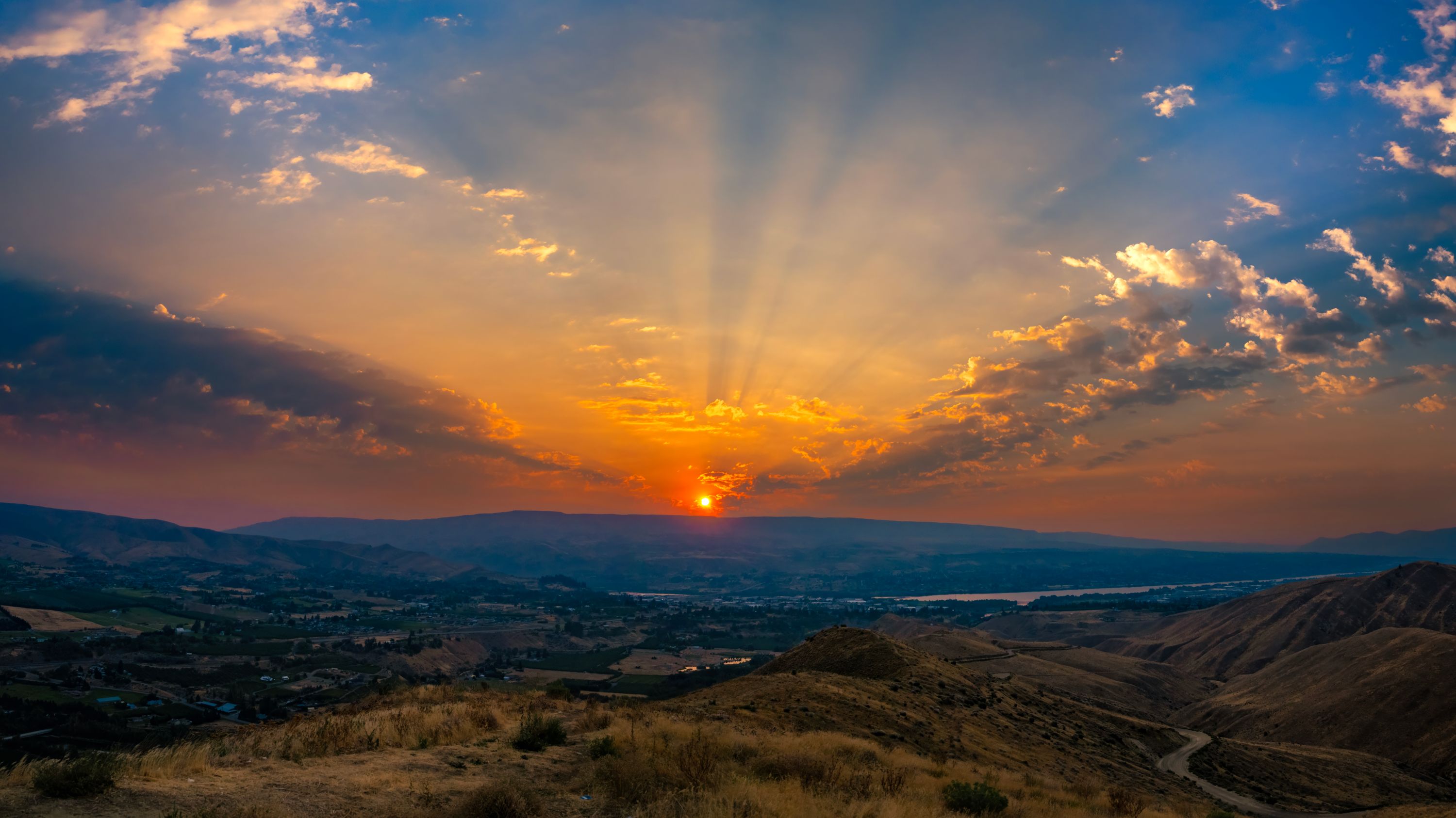 Wenatchee Valley soccer fields with Cascade Mountains