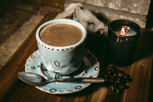 Free Hot Beverage in Ceramic Cup  Stock Photo