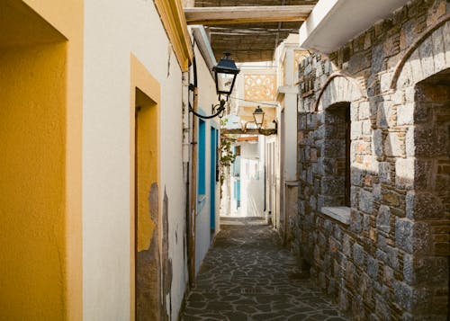 Narrow Alley with Houses in Town