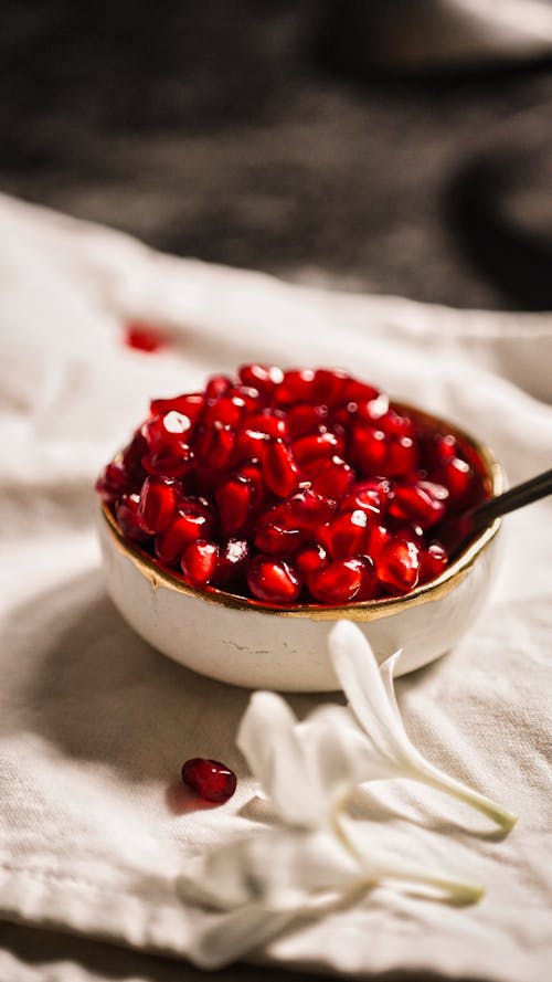 pomegranate seeds in a container