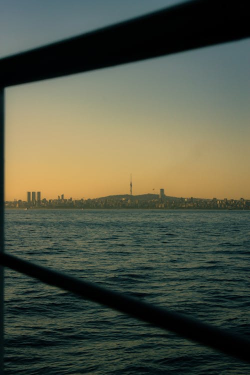 Istanbul at Sunset behind Railing of Sailing Vessel