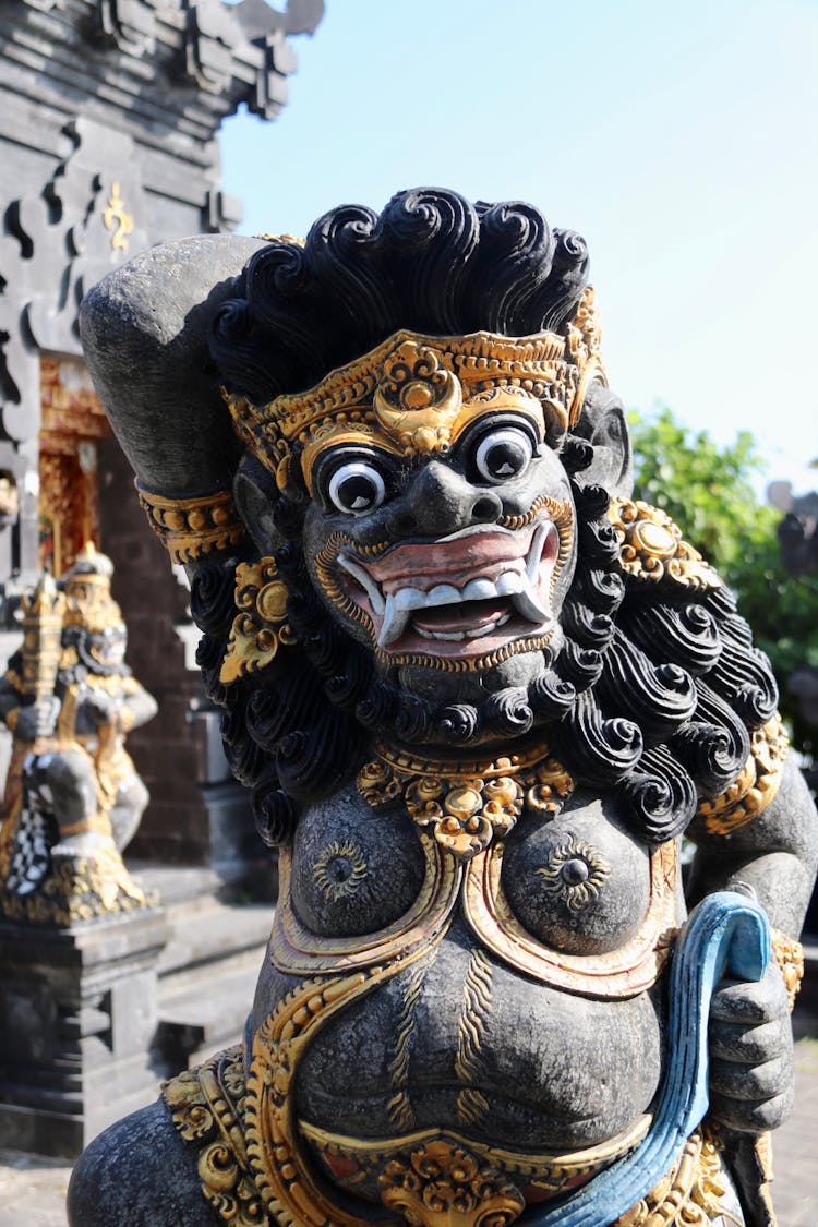 Black Statue At Buddhist Temple