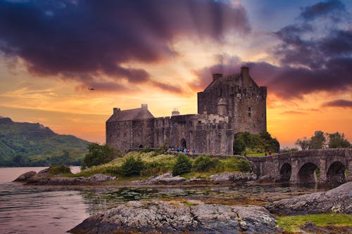 View of the Eilean Donan Castle in the Highlands of Scotland, UK 