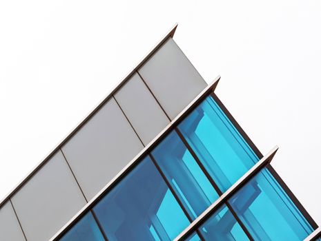 Sleek modern building facade with blue and glass elements in Truro, Canada.