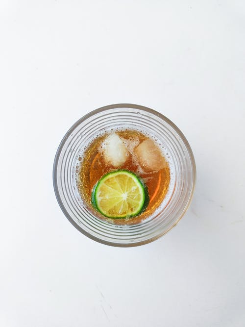 Drink with Lime Slice and Ice