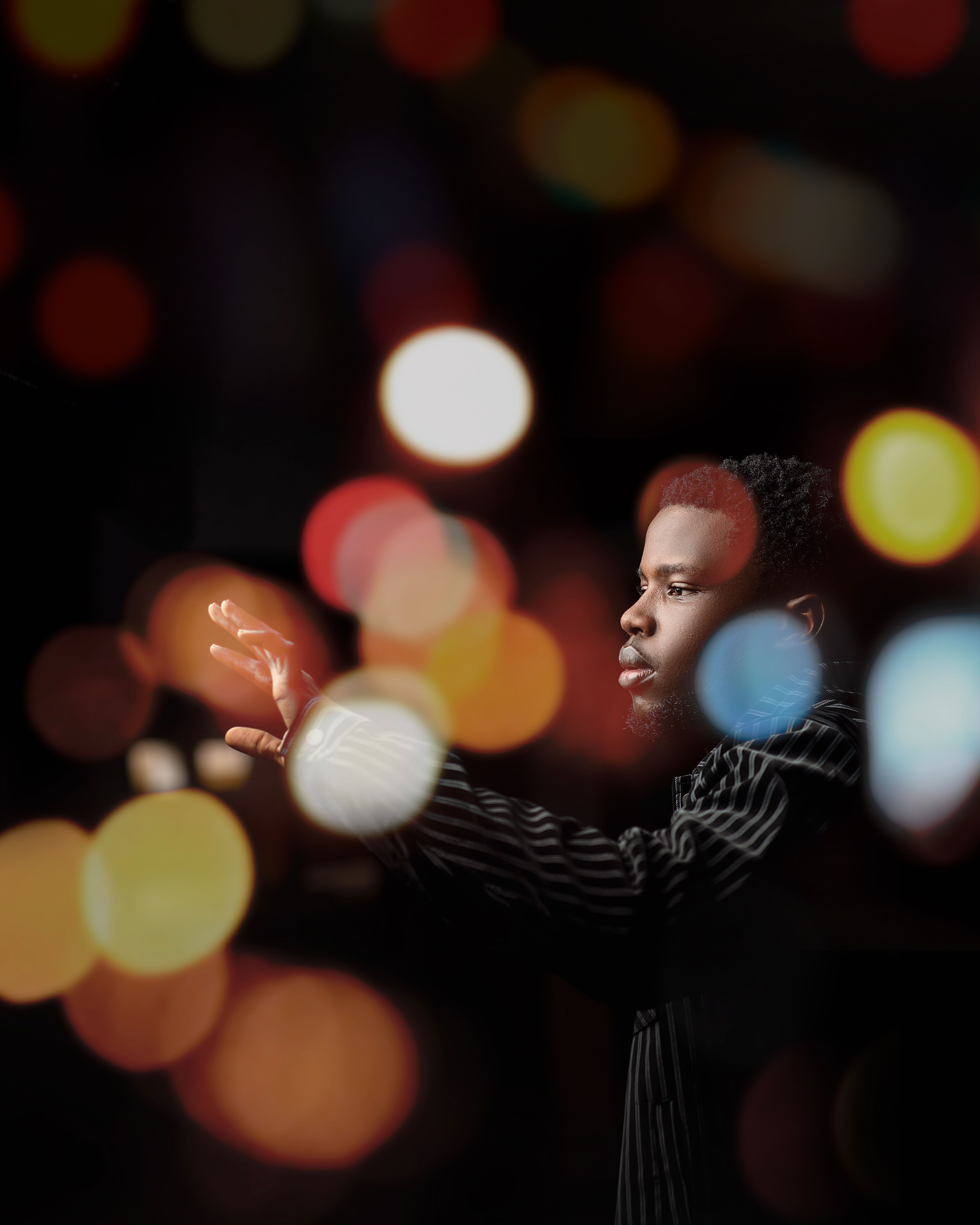 Colorful Lights around Man at Night · Free Stock Photo