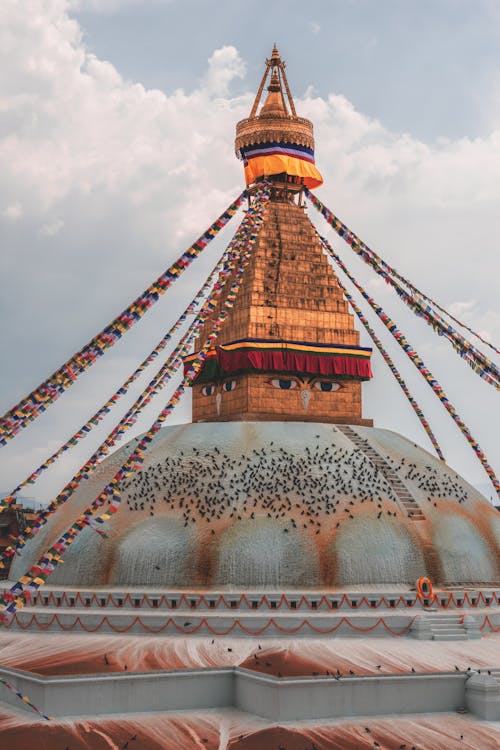 Top of Buddha Stupa in Kathamndu in Nepal