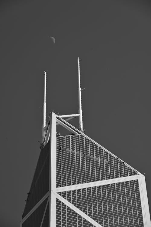 View of the Top of the Bank of China Tower in Hong Kong, China 