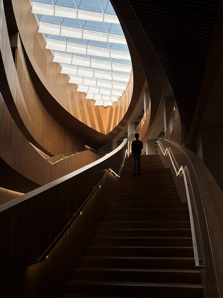 Man In Shadow On Stairs At Calgary Library