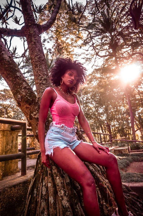 Foto profissional grátis de afro, árvores, girl