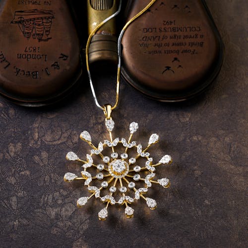 Golden Necklace on a Table