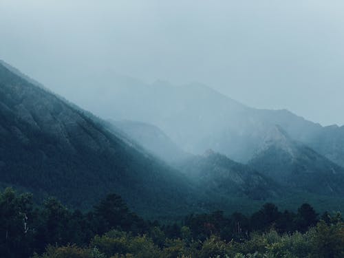 View of Mountains in Fog 