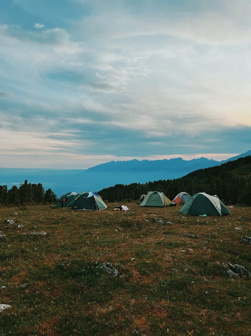 Tents on a Campsite in Mountains 