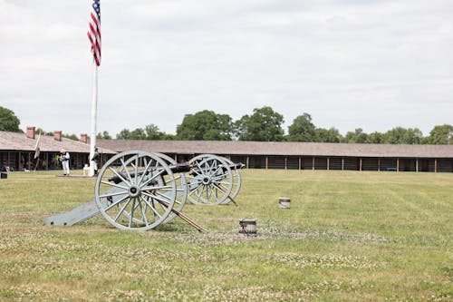Cannons on Field in Fort Atkinson in Nebraska, USA