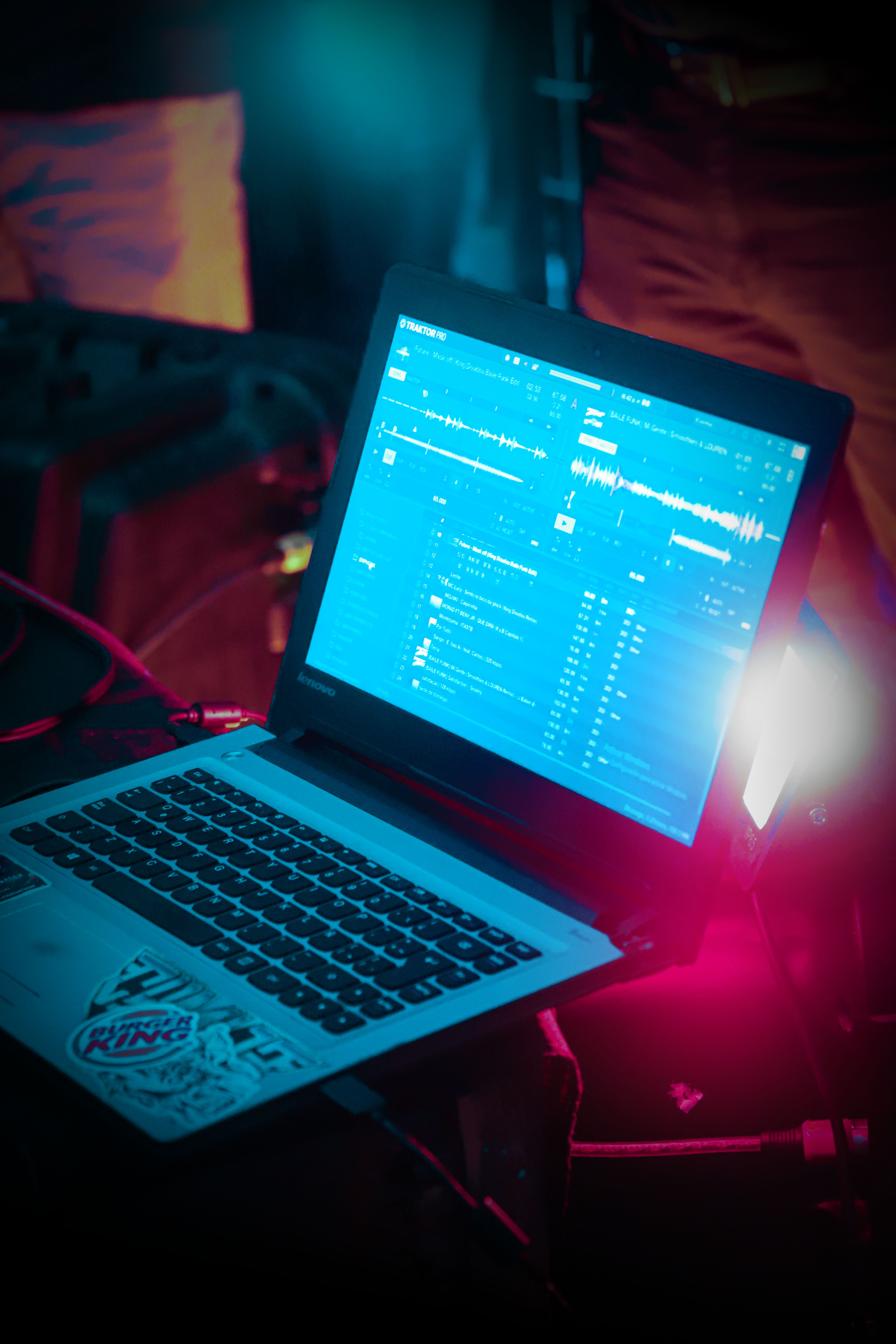 Laptop with DJ Mixing Software in a Night Club