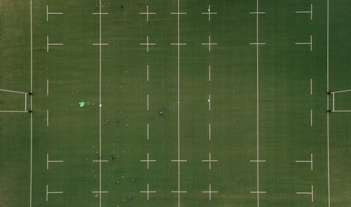 俯視圖, 橄榄球场, 無人空拍機 的 免费素材图片