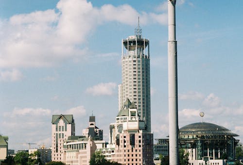 Hotel Towering over Buildings in Moscow, Russia